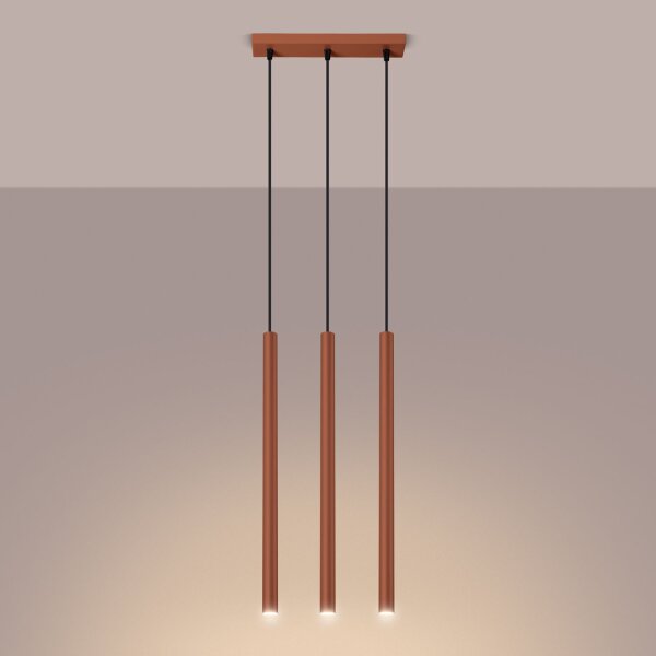 Lange Pendelleuchte Ocker Stahl G9 30 cm 3-flammig