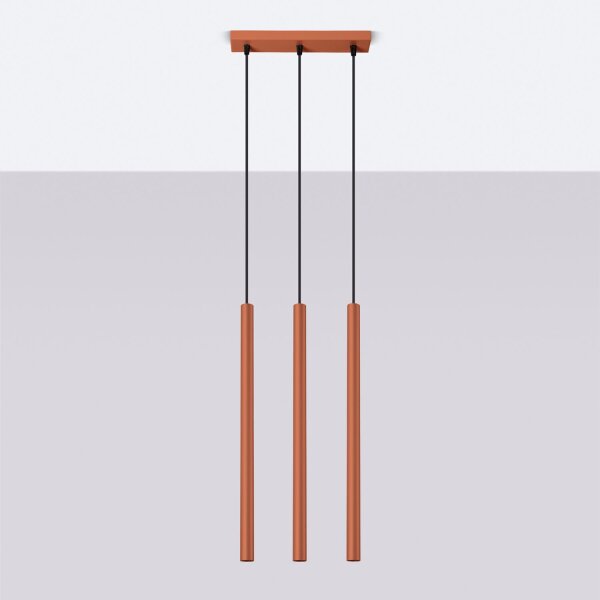 Lange Pendelleuchte Ocker Stahl G9 30 cm 3-flammig