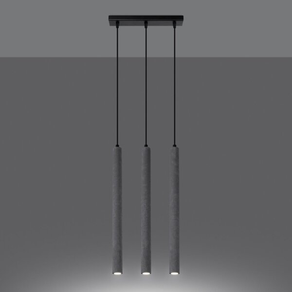 Lange Pendelleuchte Beton Grau G9 30 cm 3-flammig