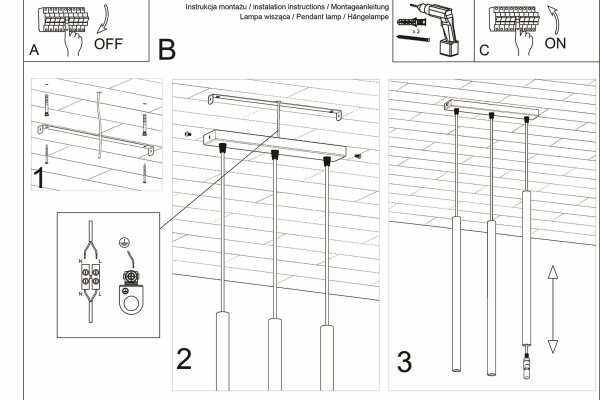 Lange Pendelleuchte Beton Grau G9 30 cm 3-flammig