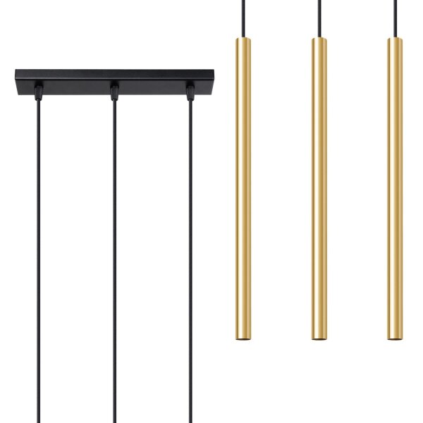 Lange Hängelampe Stahl Gold Schwarz G9 30 cm 3-flammig