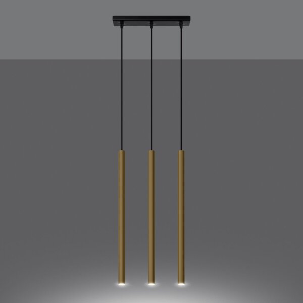 Lange Hängelampe Stahl Gold Schwarz G9 30 cm 3-flammig