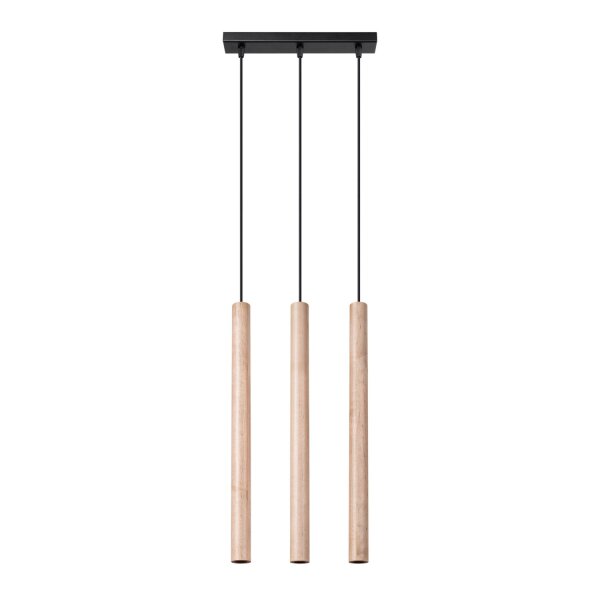 Hängelampe Holz Natur Schwarz G9 lang 30 cm 3-flammig