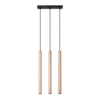 Hängelampe Holz Natur Schwarz G9 lang 30 cm 3-flammig