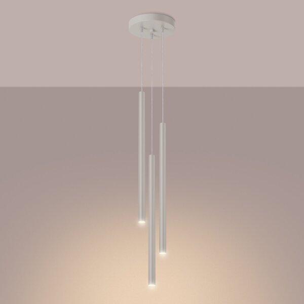 Runde Pendelleuchte Beige Stahl G9 L:19,5 cm 3-flammig