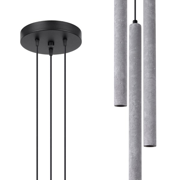 Runde Pendelleuchte Beton Grau G9 L:19,5 cm 3-flammig