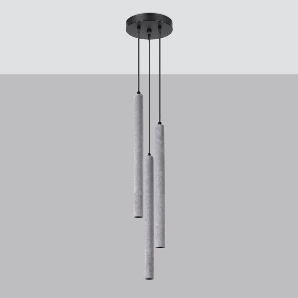 Runde Pendelleuchte Beton Grau G9 L:19,5 cm 3-flammig