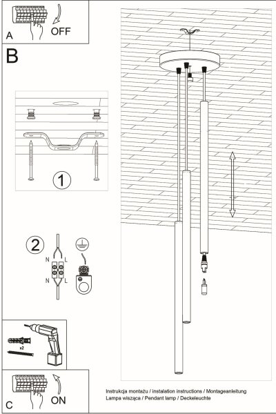 Runde Pendelleuchte Gold Stahl G9 L:19,5 cm 3-flammig