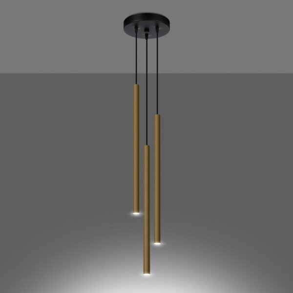 Runde Hängelampe Gold Schwarz G9 L:20 cm 3-flammig