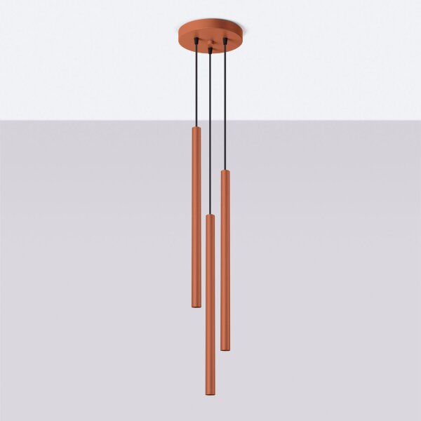 Runde Hängelampe Stahl Ocker G9 L:19,5 cm 3-flammig