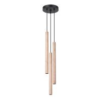 Runde Hängelampe Holz Natur G9 L:19,5 cm 3-flammig