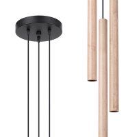Runde Hängelampe Holz Natur G9 L:19,5 cm 3-flammig