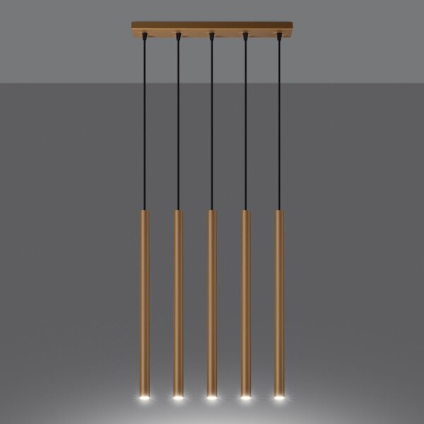 Hängelampe Gold Stahl G9 5-flammig 45 cm lang Esstisch
