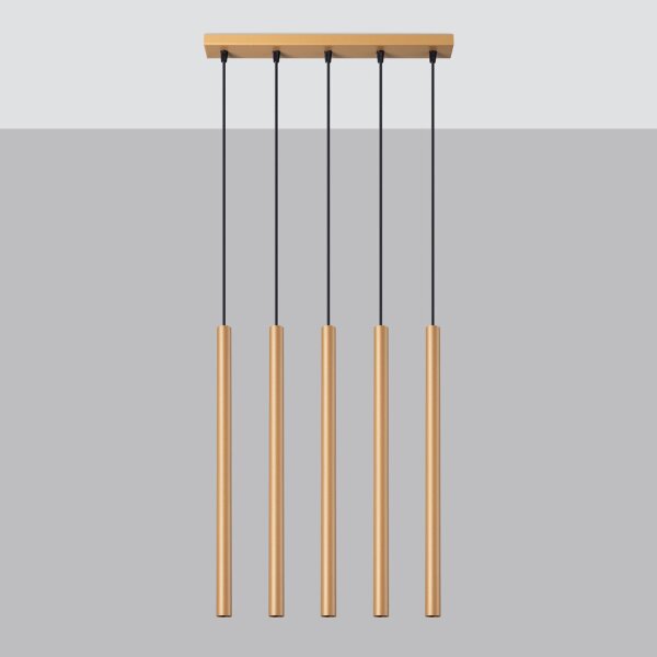 Hängelampe Gold Stahl G9 5-flammig 45 cm lang Esstisch