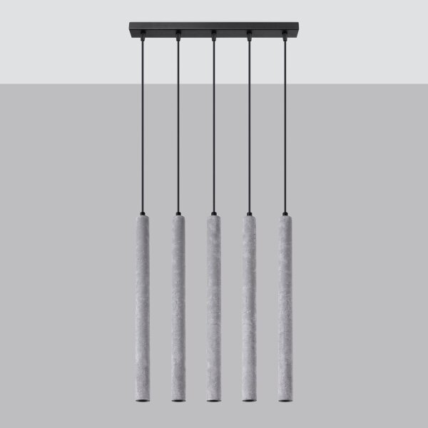 Hängelampe Beton Grau G9 5-flammig 45 cm lang Esstisch