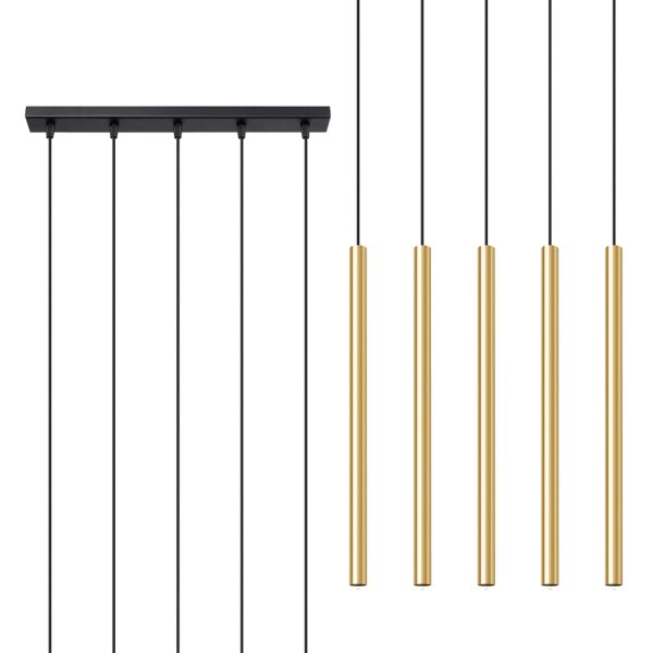 Hängelampe Gold Schwarz G9 5-flammig 45 cm Esstisch