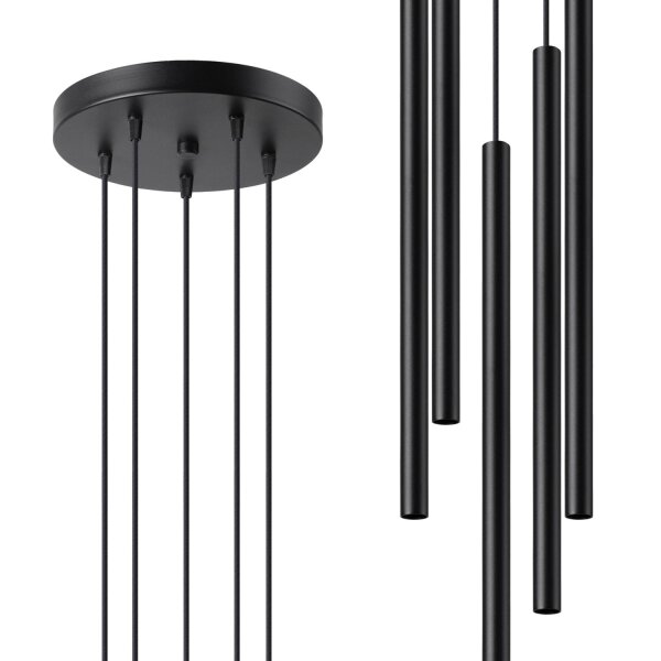 Runde Hängelampe Schwarz Stahl G9 L:25 cm akzentuiert
