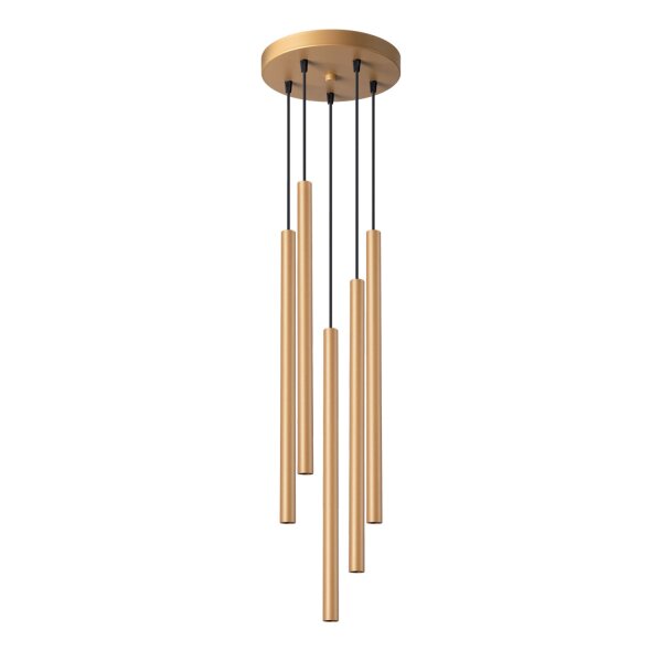 Runde Pendelleuchte Stahl Gold G9 L:25 cm akzentuiert