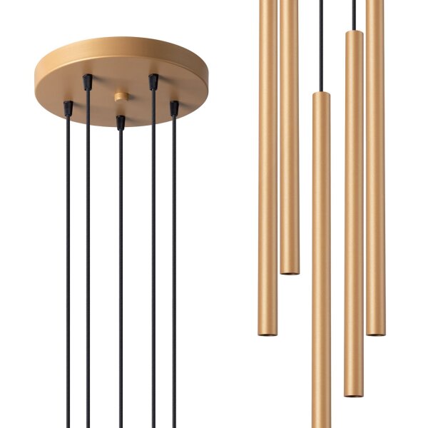 Runde Pendelleuchte Stahl Gold G9 L:25 cm akzentuiert