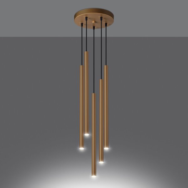Runde Pendelleuchte Stahl Gold G9 L:25 cm akzentuiert