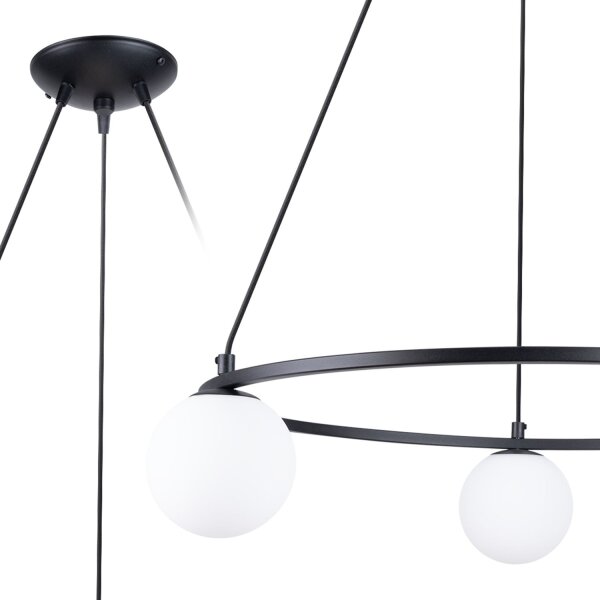 Hängelampe Glas Stahl Schwarz G9 L:65 cm 3-flammig