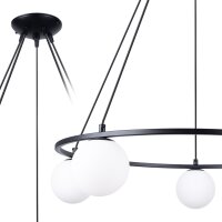 Hängelampe Glas Stahl Schwarz G9 L:80 cm 5-flammig