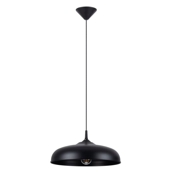 Runde Hängelampe Schwarz Stahl E27 Ø38 cm wohnlich