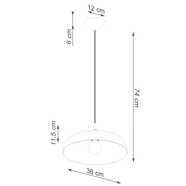 Runde Pendelleuchte Weiß Stahl E27 Ø38 cm wohnlich