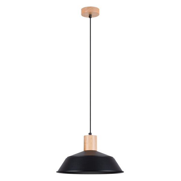 Hängelampe Holz Stahl Schwarz E27 Ø34 cm Skandinavisch