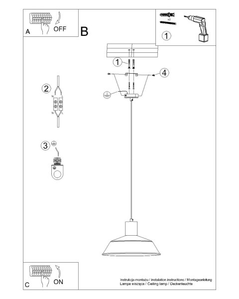 Hängelampe Holz Stahl Schwarz E27 Ø34 cm Skandinavisch