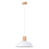 Pendelleuchte Holz Stahl Weiß E27 Ø34 cm...
