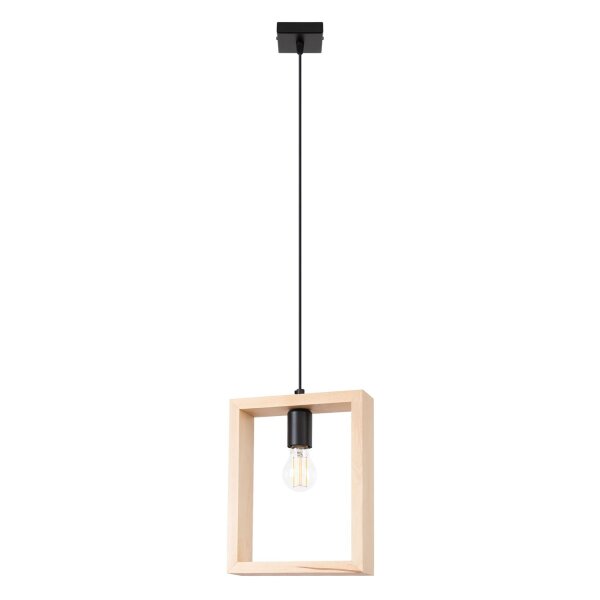 Skandinavische Hängelampe Holz Rahmen Natur E27 L:24 cm