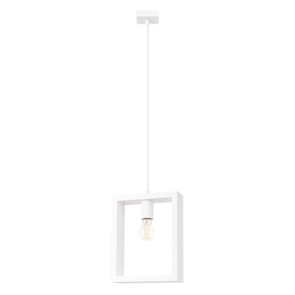 Skandinavische Hängelampe Holz Rahmen Weiß E27 L:24 cm