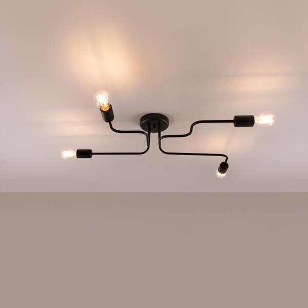 Deckenleuchte Industrial Schwarz Stahl E27 L:78 cm