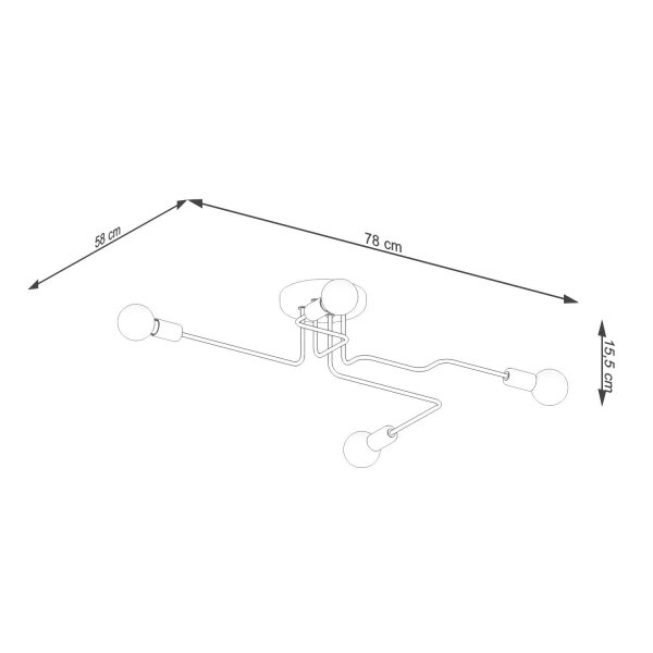 Deckenleuchte Industrial Schwarz Stahl E27 L:78 cm