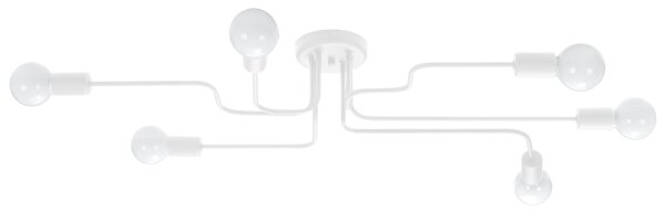 Deckenlampe Industrial Weiß Stahl E27 L:80 cm 6-flammig