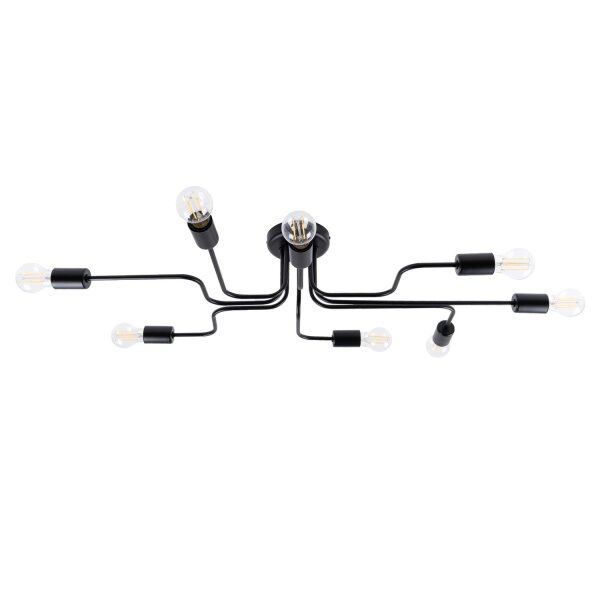 Deckenleuchte Industrie Schwarz Stahl E27 103 cm 8-flmg