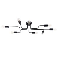 Deckenleuchte Industrie Schwarz Stahl E27 103 cm 8-flmg