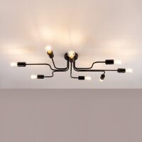 Deckenleuchte Industrie Schwarz Stahl E27 103 cm 8-flmg