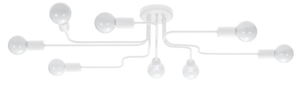 Deckenleuchte Industrie Weiß Stahl E27 103 cm 8-flammig