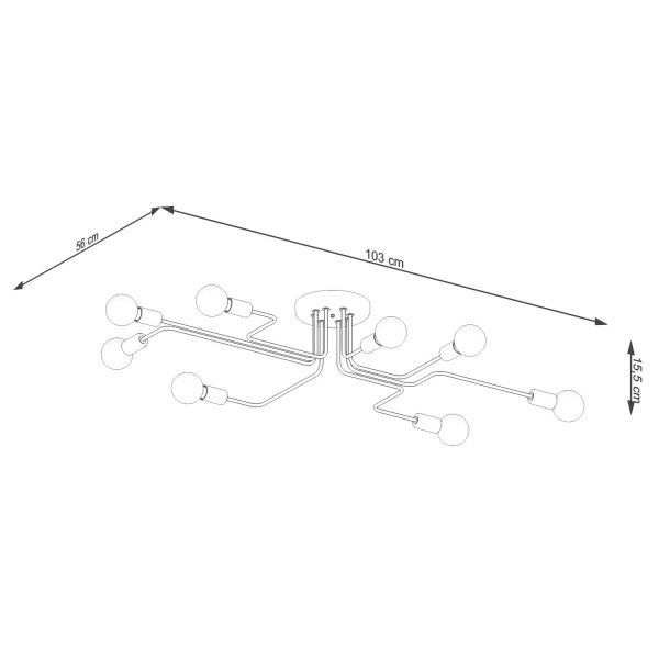 Deckenleuchte Industrie Weiß Stahl E27 103 cm 8-flammig