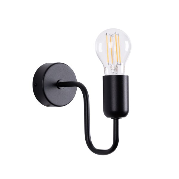 Wandleuchte mit Arm Schwarz Stahl E27 H:20 cm Industrie