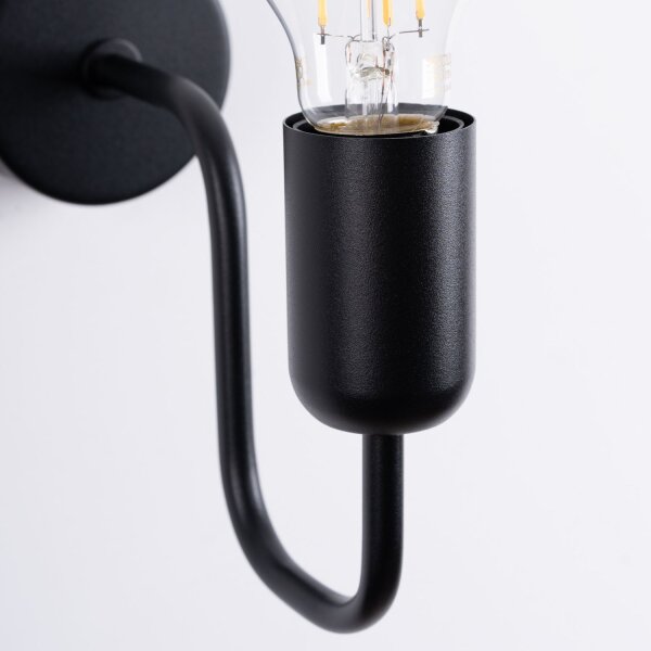 Wandleuchte mit Arm Schwarz Stahl E27 H:20 cm Industrie
