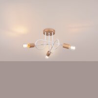 Deckenleuchte Holz Stahl Weiß E27 L:56 cm 3-flammig
