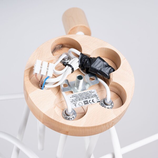 Deckenlampe Holz Stahl Weiß E27 L:61 cm 5-flammig
