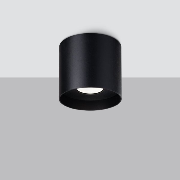 Deckenleuchte Aluminium Schwarz GU10 Ø12 cm rund Aufbau