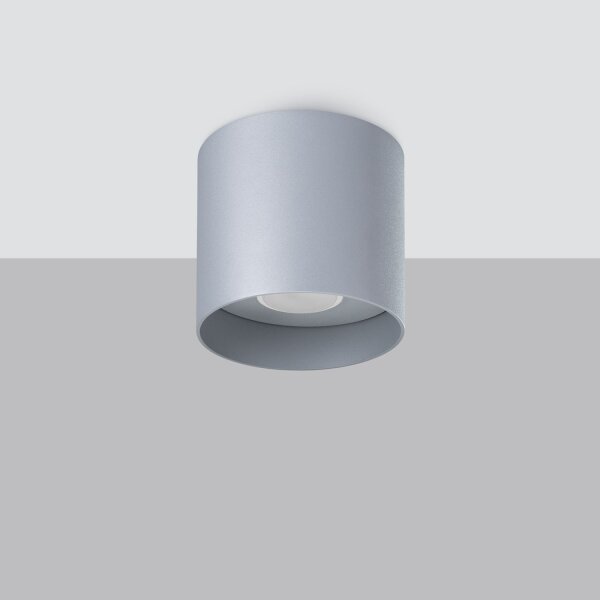 Deckenleuchte Aluminium Grau GU10 Ø12 cm rund Aufbau