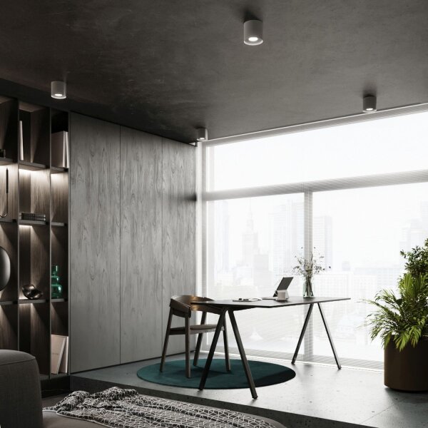 Deckenleuchte Aluminium Grau GU10 Ø12 cm rund Aufbau