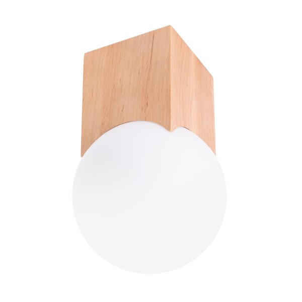 Gemütliche Deckenleuchte Glas Holz G9 L:12 cm blendarm