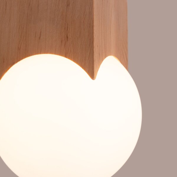 Gemütliche Deckenleuchte Glas Holz G9 L:12 cm blendarm